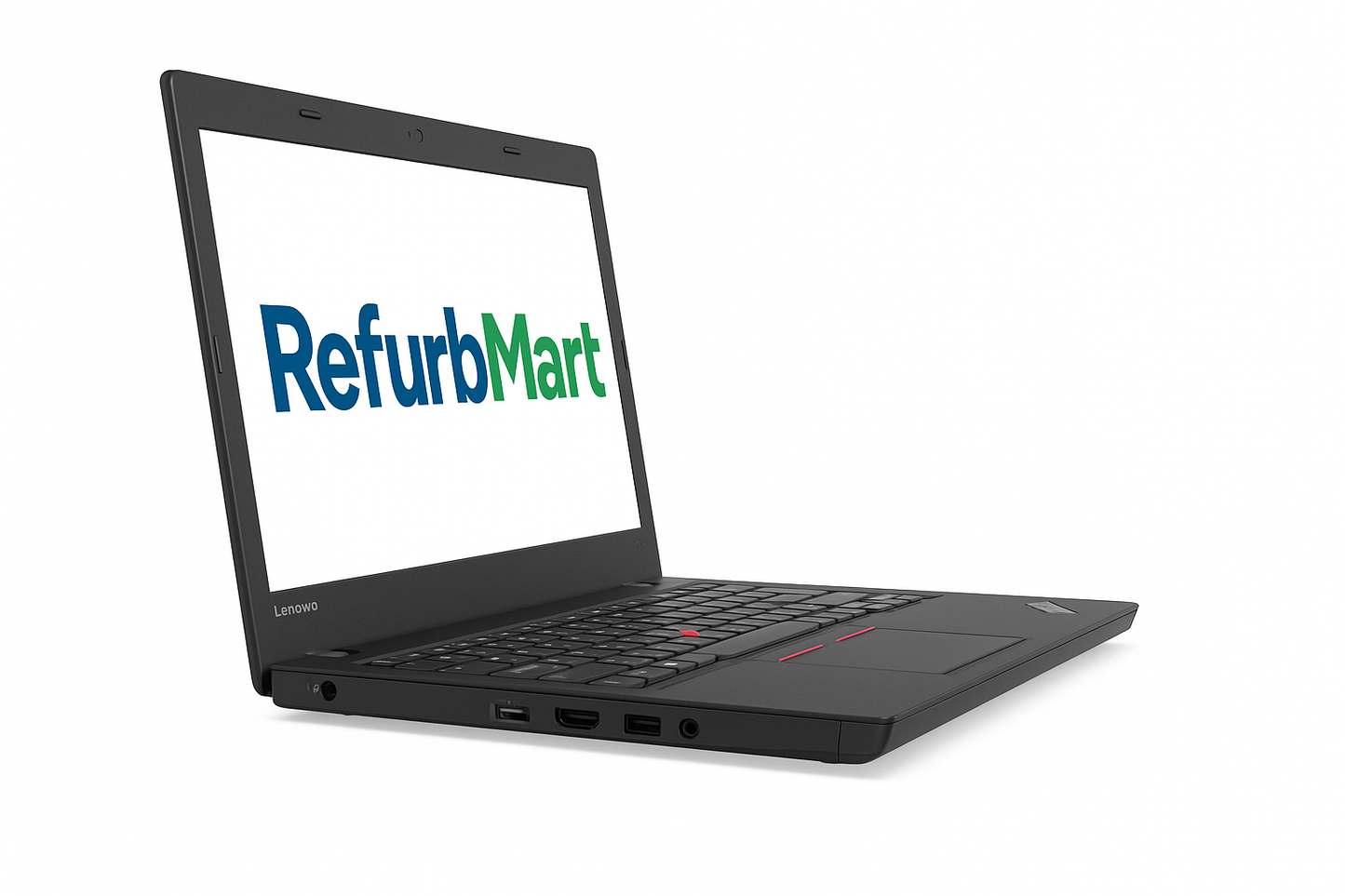 Side view of Lenovo ThinkPad L470 with blue and green RefurbMart logo